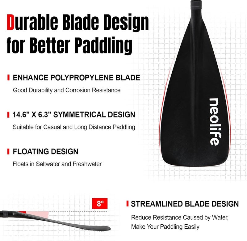 WONITAGO SUP Paddles for Kid with Aluminum Shaft and PP Blade, Floating Stand Up Paddle Board Paddle for Youth and Junior, Adjustable 140-170 cm/55-67 Inches - Image 2